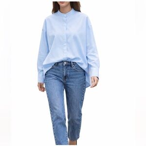 H&M Sky Blue Casual Button Down oversized Shirt. Size XS
